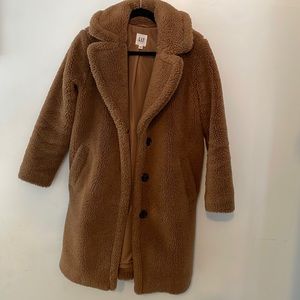 Gap Teddy Bear Long Coat Petite XS Sherpa